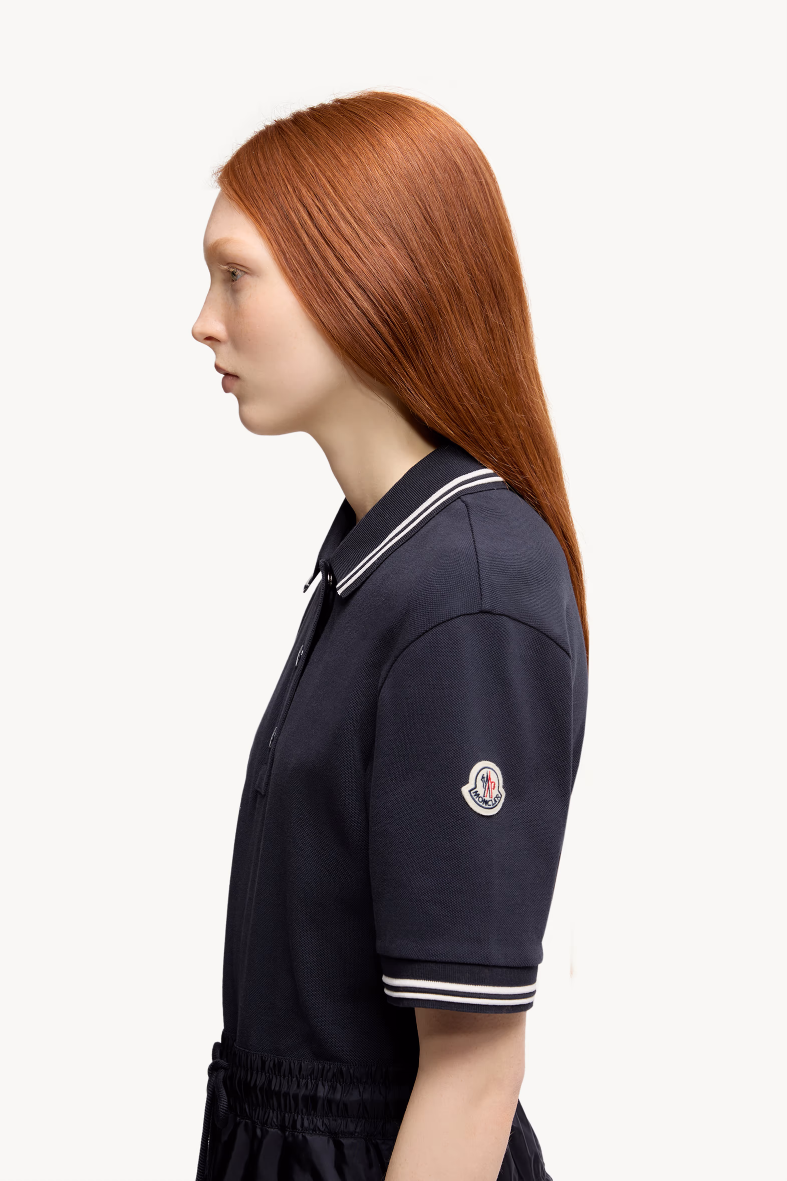 Cotton Piquet Polo Shirt Dress Women Navy Blue Moncler 4